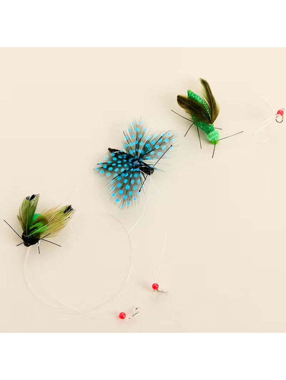 Cat Toy Set, 3 pcs Feather Toys, Polyester